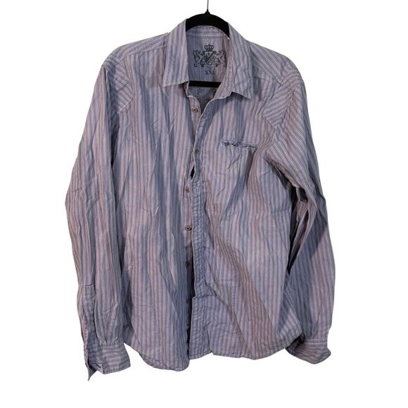 GUESS Rock & Roll Graphic Button Down Shirt XXL – Striped Western Y2K Style - Picture 1 of 4